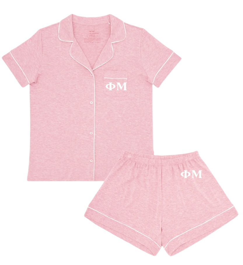 Phi Mu Luxe 100% Jersey Knit Bamboo Pajama Short Set