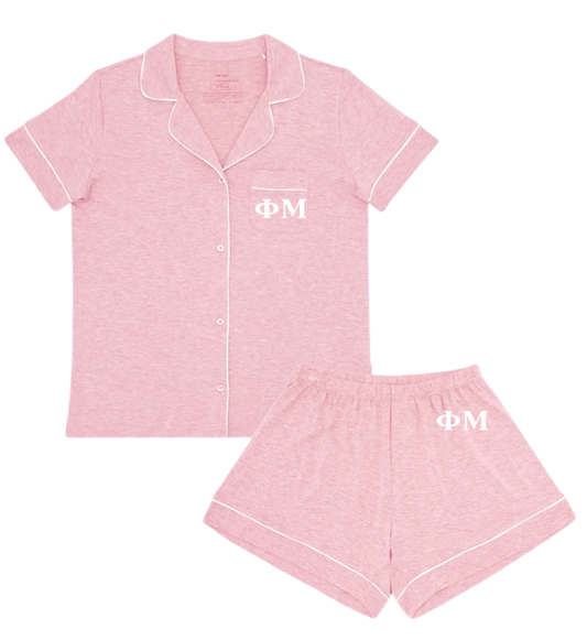 Phi Mu Luxe 100% Jersey Knit Bamboo Pajama Short Set